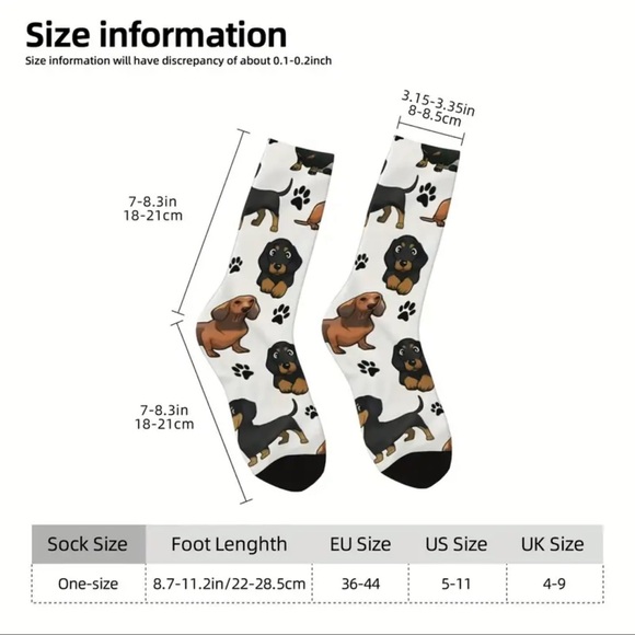 1 Pair of Whimsical Cartoon Dog Pattern Crew Socks, NEW, Unisex - Picture 2 of 10